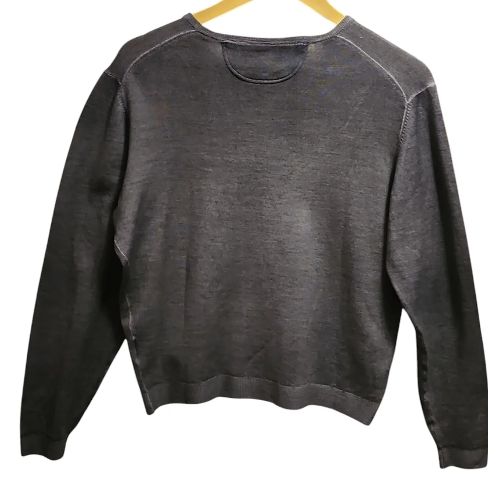 Alan Paine 100% MERINO WOOL V-Neck Sweater Gray Men's Medium